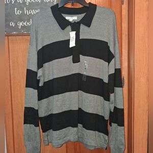 And Now This Heathered Gray and Black Striped Men's Sweater In A Size Medium NWT